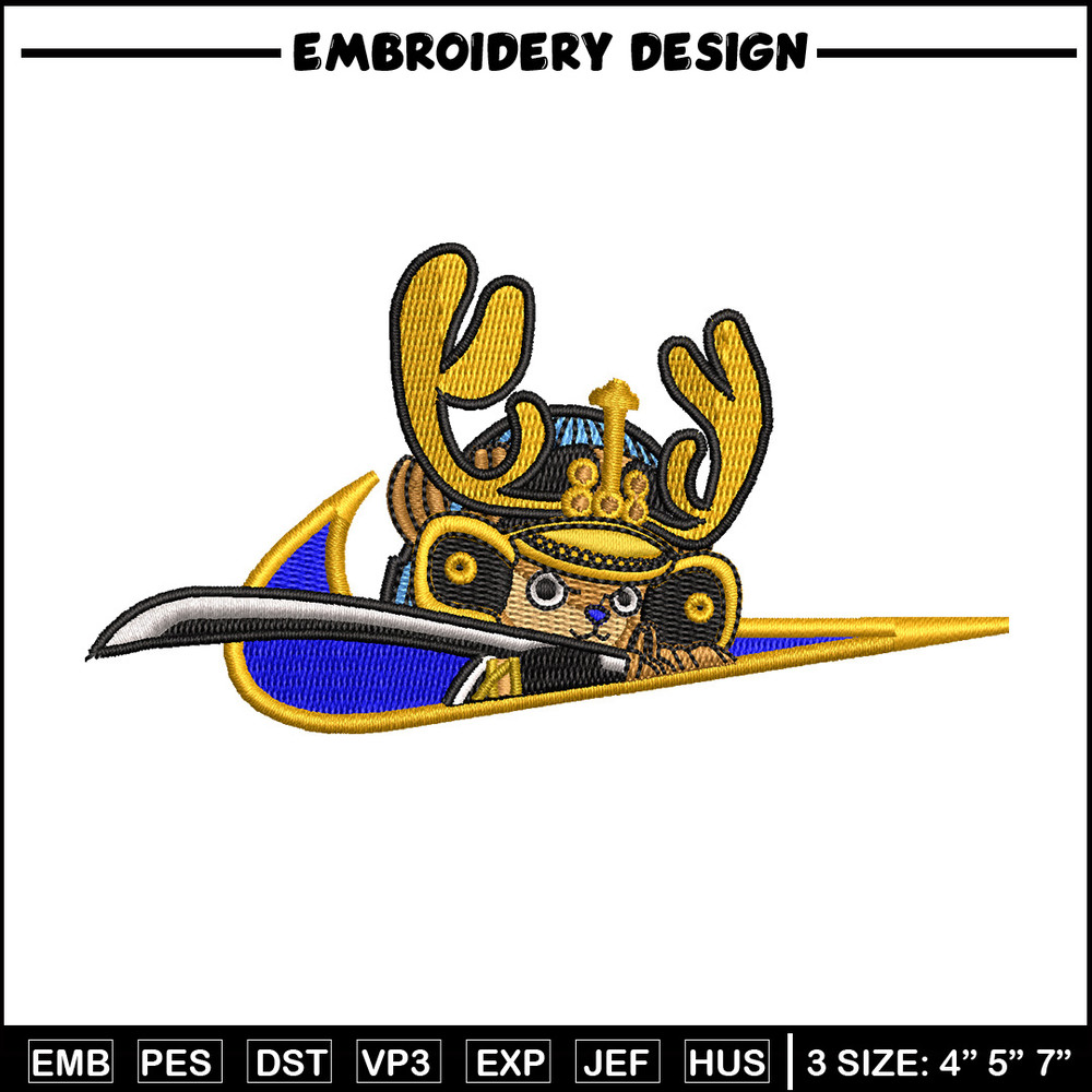 Chopper nike embroidery design, One piece embroidery, Nike design, Embroidery shirt, Embroidery file, Digital download.jpg