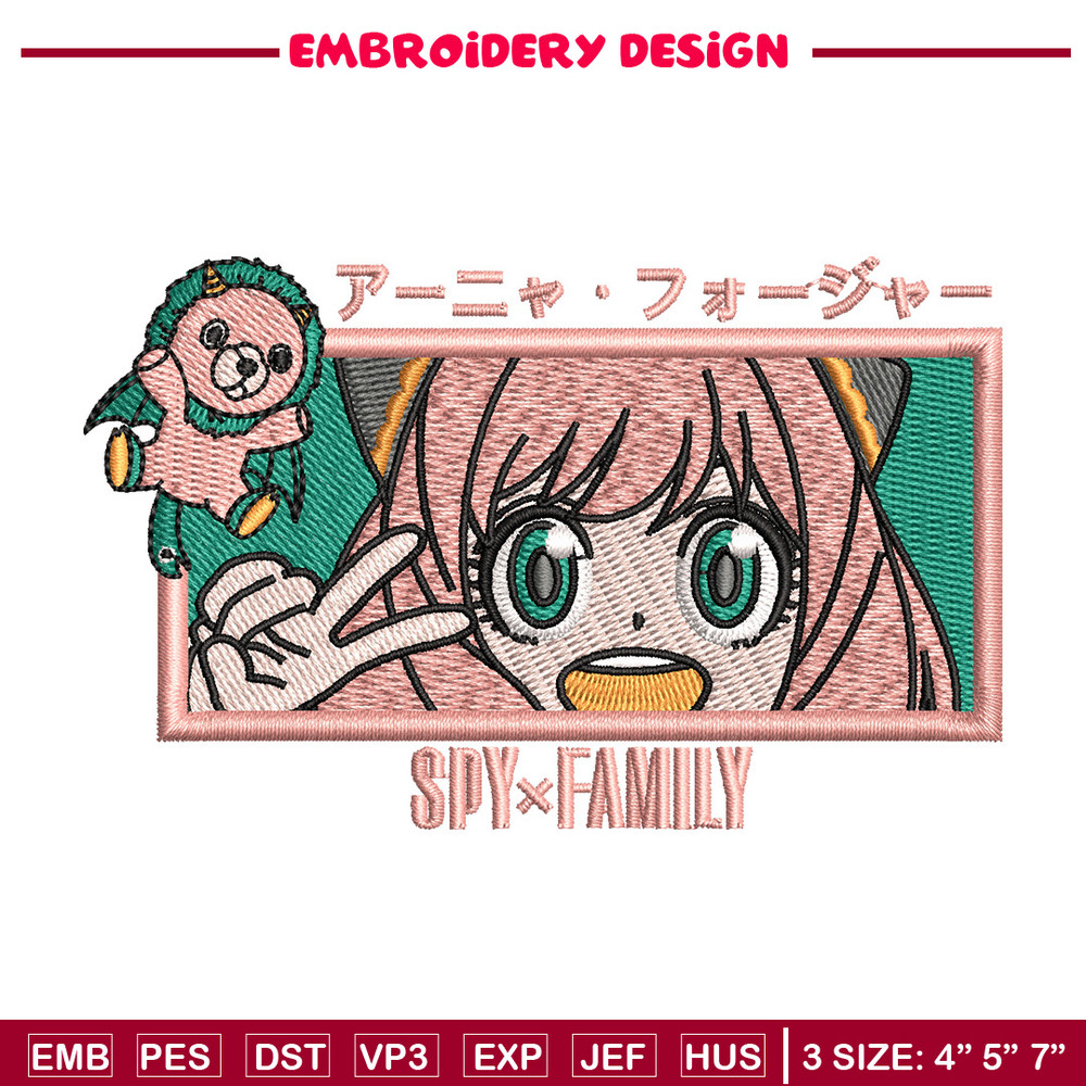 Anya frame embroidery design, Spy family embroidery, Anime design, Embroidery shirt, Embroidery file, Digital download.jpg