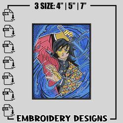 giyu embroidery design, kimetsu no yaiba embroidery, anime design, logo design, anime shirt, digital download