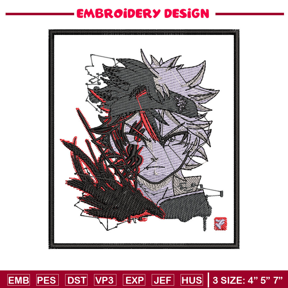 Asta poster embroidery design, Black clover embroidery, Anime design, Embroidery shirt, Embroidery file,Digital download.jpg