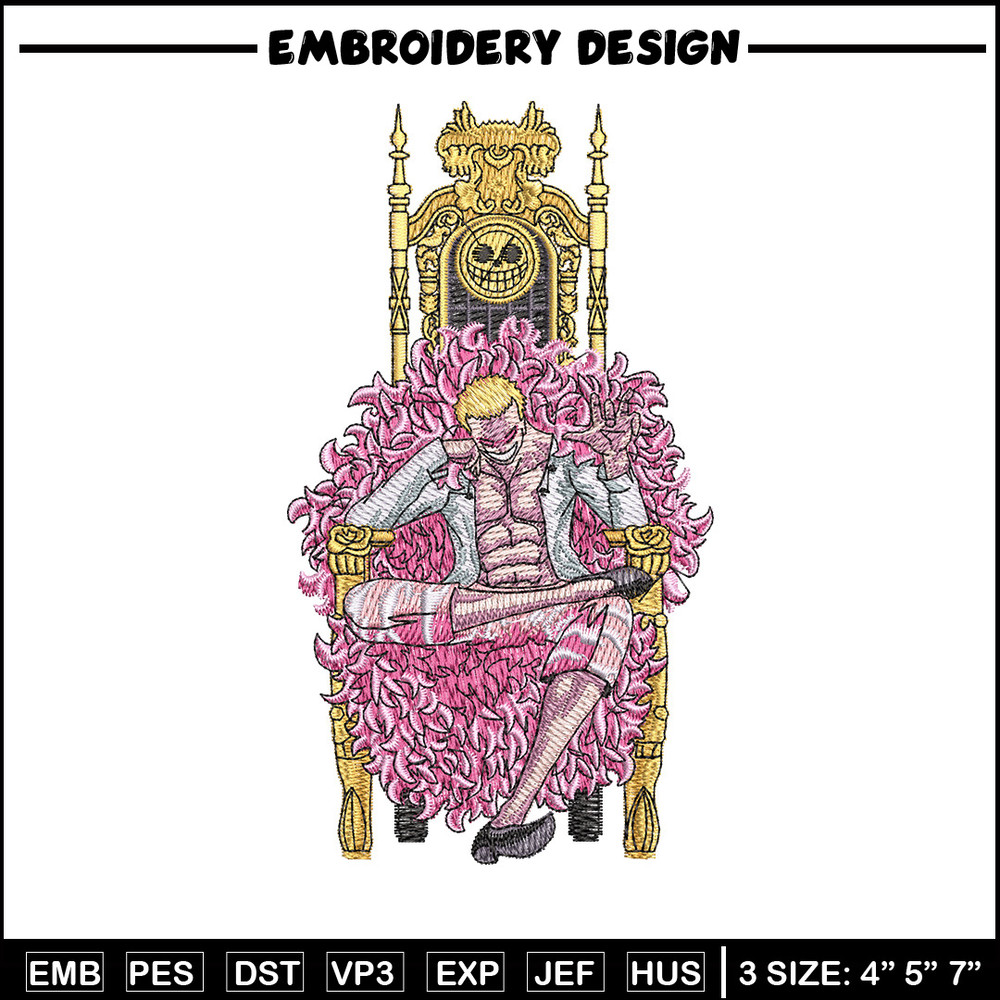 Doffy king embroidery design, One piece embroidery, Anime design, Embroidery shirt, Embroidery file, Digital download.jpg