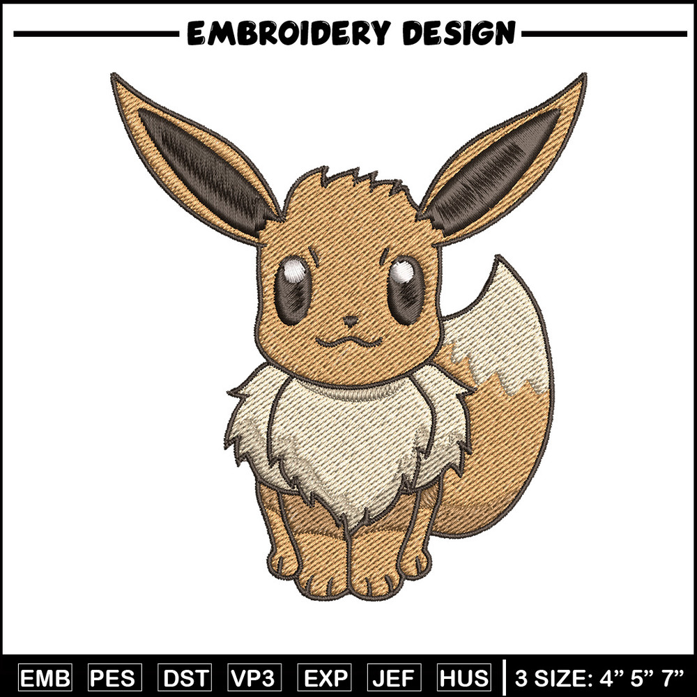 Eevee embroidery design, Pokemon embroidery, Anime design, Embroidery file, Digital download, Embroidery shirt.jpg
