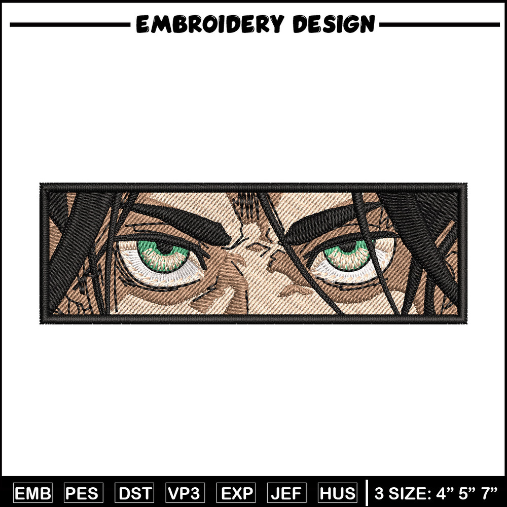Eren eyes embroidery design, Aot embroidery, Anime design, Embroidery shirt, Embroidery file, Digital download.jpg