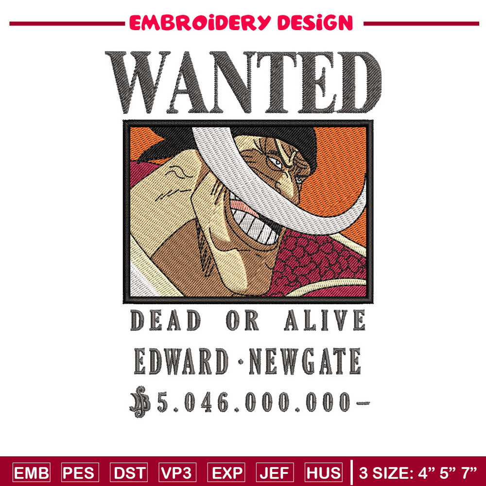 Bounty newgate embroidery design, One piece embroidery, Anime design, Embroidery shirt, Embroidery file,Digital download.zip.jpg
