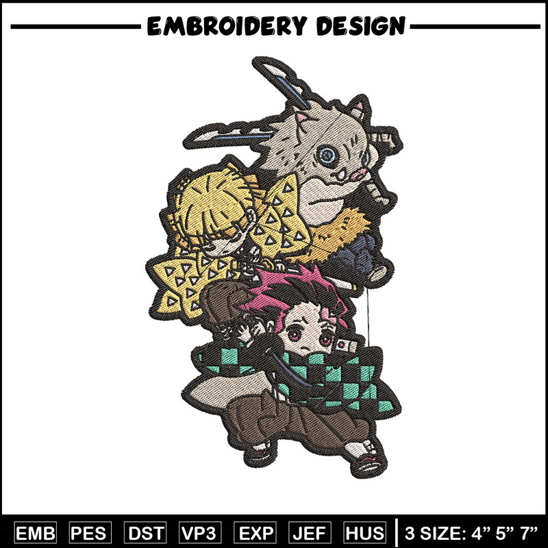 Friends chibi embroidery design, Tanjiro embroidery, Anime design, Embroidery shirt, Embroidery file, Digital download.jpg