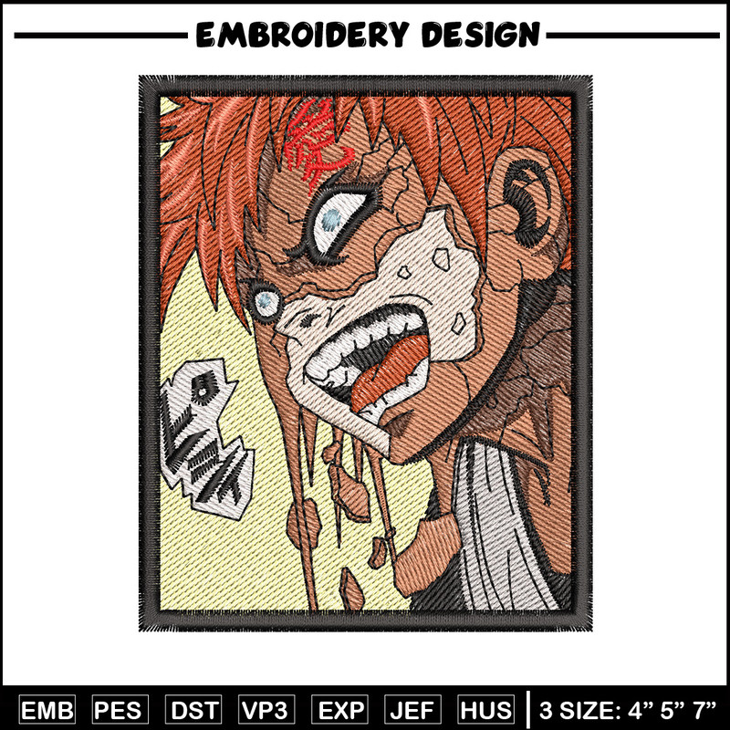Gaara rectangle embroidery design, Naruto embroidery, Anime design, Embroidery shirt, Embroidery file, Digital download.jpg