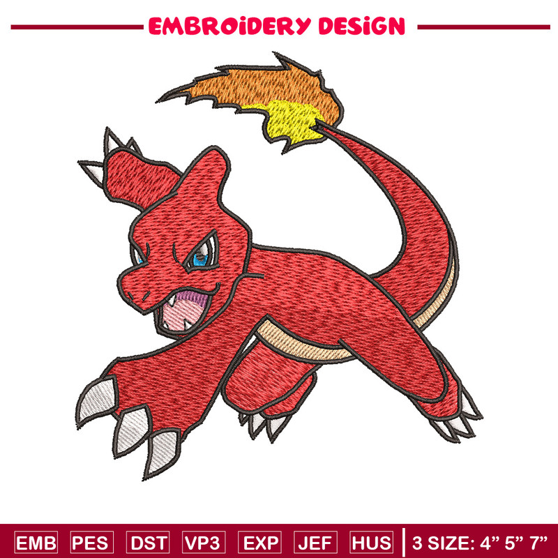 Charmeleon embroidery design, Pokemon embroidery, Anime design, Embroidery shirt, Embroidery file, Digital download.jpg