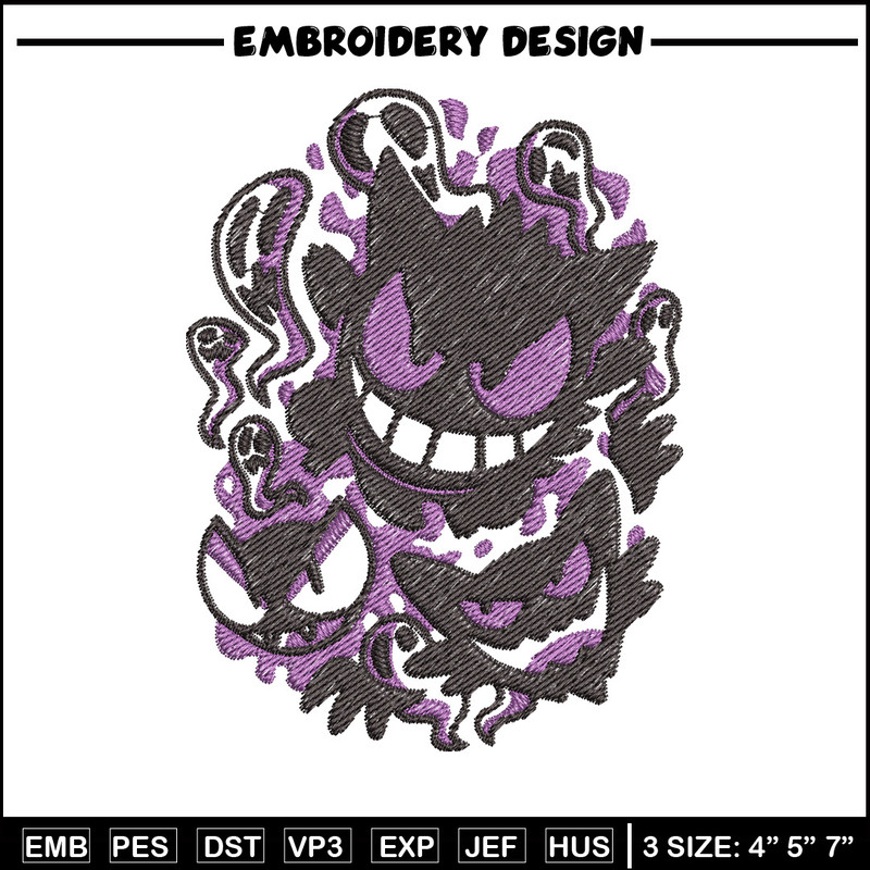 Gengar evolution embroidery design, Pokemon embroidery, Anime design, Embroidery shirt, Embroidery file,Digital download.jpg