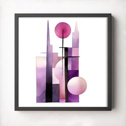 abstract printable wall art, digital download, wall decor, art print, modern art, contemporary, purple tones - boho geom