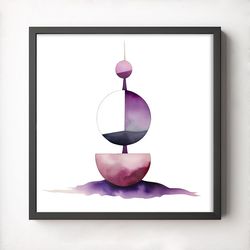 abstract printable wall art, digital download, wall decor, art print, modern, minimalism, contemporary, purple tones - b