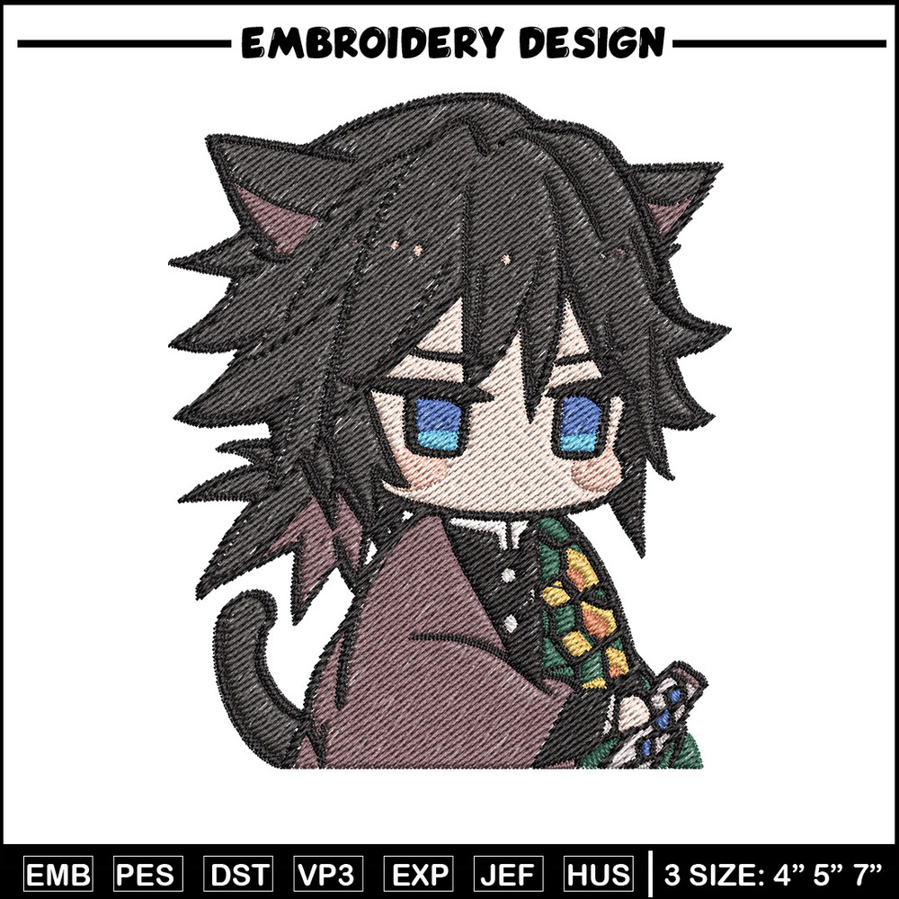 Giyu cat embroidery design, Giyu embroidery, Anime design, Embroidery shirt, Embroidery file, Digital download.jpg