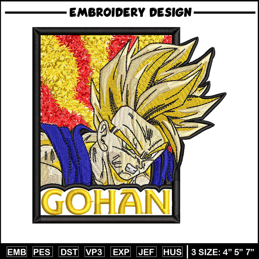 Gohan poster embroidery design, Dragonball embroidery, Anime design, Embroidery shirt, Embroidery file, Digital download.jpg