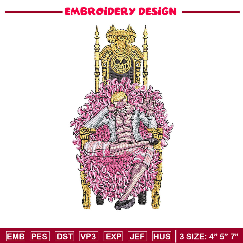 Doffy king embroidery design, One piece embroidery, Anime design, Embroidery shirt, Embroidery file, Digital download.jpg