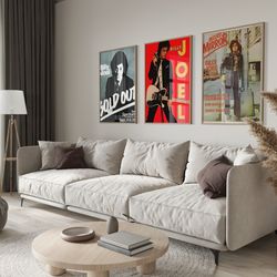 billy joel poster set of 3- billy joel poster, vintage poster, old music, album cover, band poster, concert poster, albu