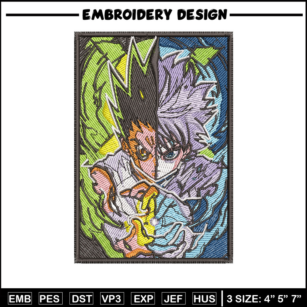 Gon killua poster embroidery design, Hxh embroidery, Anime design, Embroidery shirt, Embroidery file, Digital download.jpg