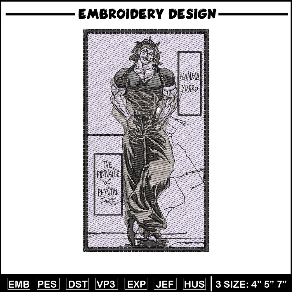 Hanma yujiro embroidery design, Baki embroidery, Anime design, Embroidery shirt, Embroidery file, Digital download.jpg