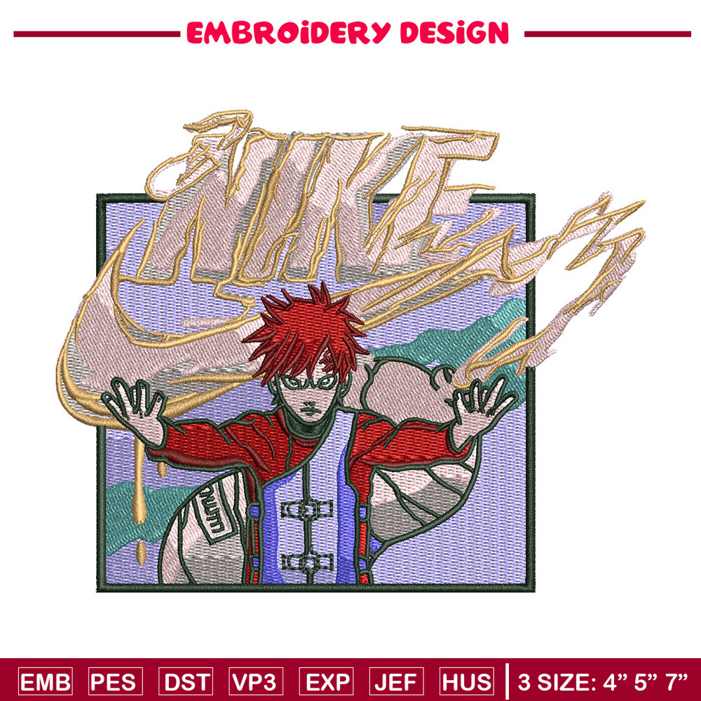 Gaara x nike embroidery design, Naruto embroidery, Nike design, Embroidery shirt, Embroidery file, Digital download.jpg