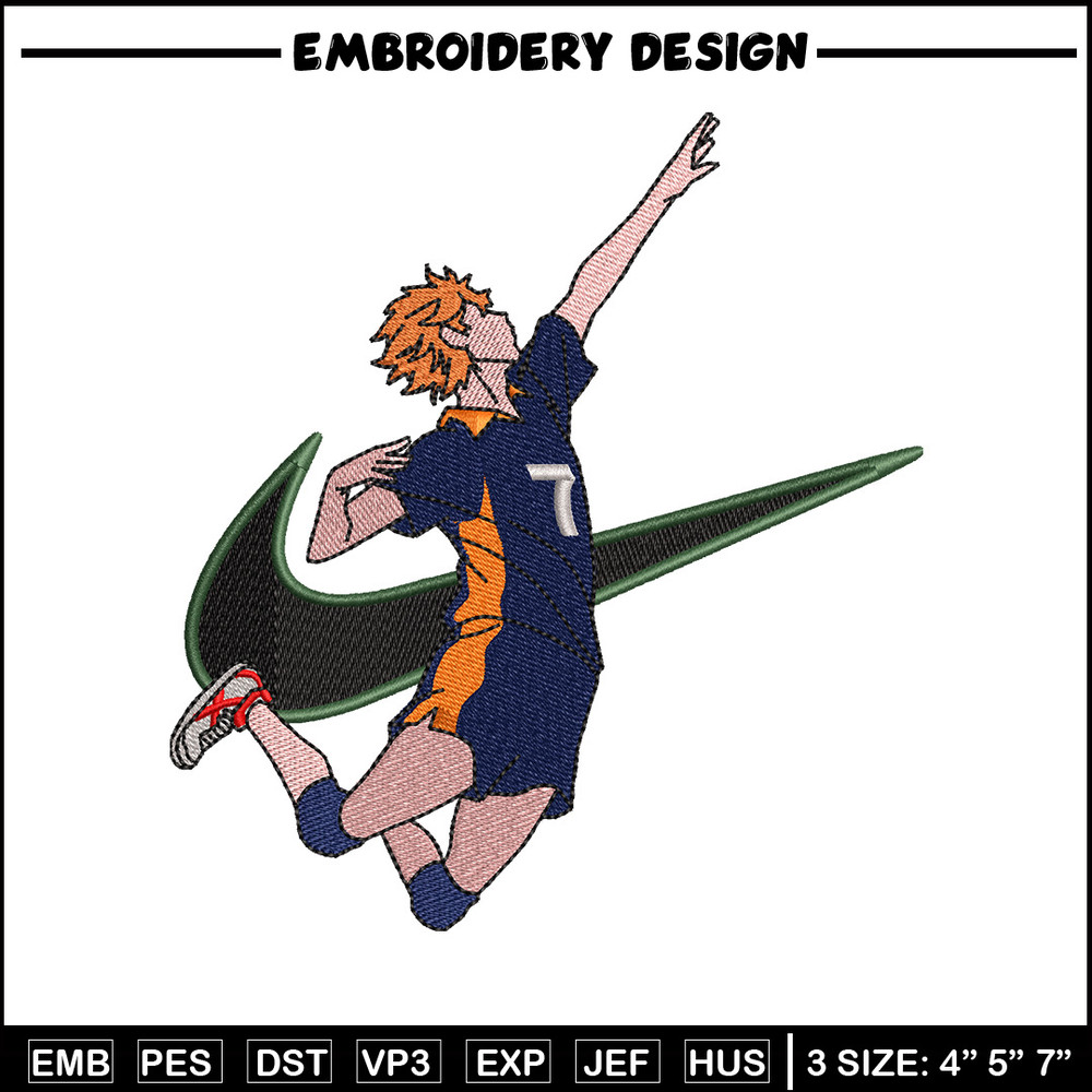 Hinata x nike embroidery design, Haikyuu embroidery, Nike design, Embroidery shirt, Embroidery file, Digital download.jpg