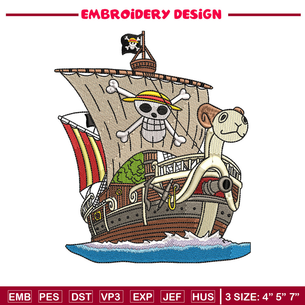 Going merry embroidery design, One piece embroidery, Anime design, Embroidery shirt, Embroidery file, Digital download.jpg