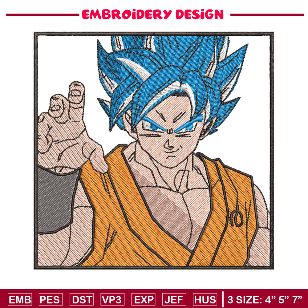 Goku blue embroidery design, Dragonball embroidery, Anime design, Embroidery shirt, Embroidery file,Digital download.jpg
