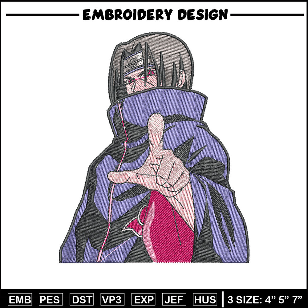 Itachi akatsuki embroidery design, Naruto embroidery, Anime design, Embroidery shirt, Embroidery file, Digital download.jpg