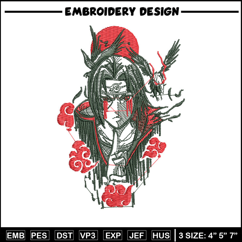 Itachi eagle embroidery design, Naruto embroidery, Anime design, Embroidery shirt, Embroidery file, Digital download.jpg
