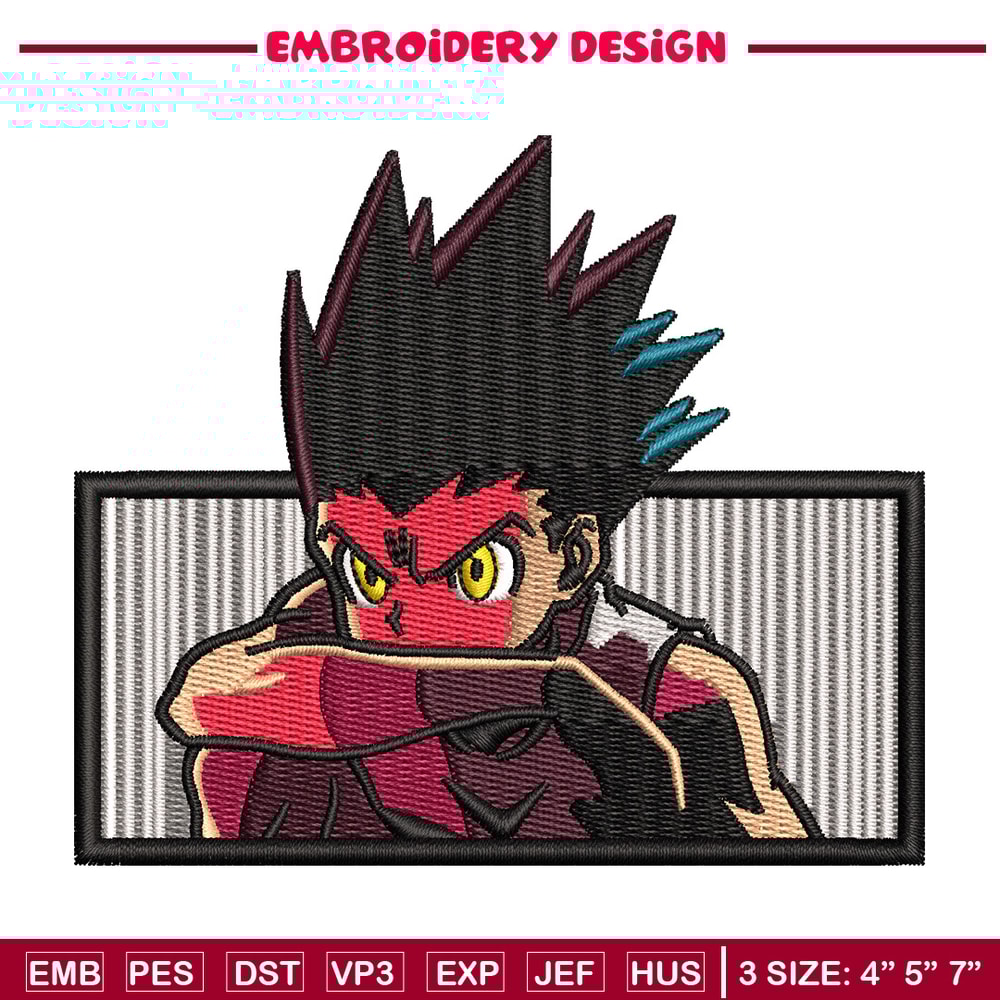 Gon rectangle embroidery design, Hxh embroidery, Anime design, Embroidery shirt, Embroidery file, Digital download.jpg