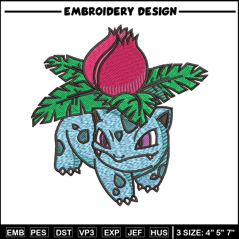 Ivysaur embroidery design, Pokemon embroidery, Anime design, Embroidery shirt, Embroidery file, Digital download.jpg
