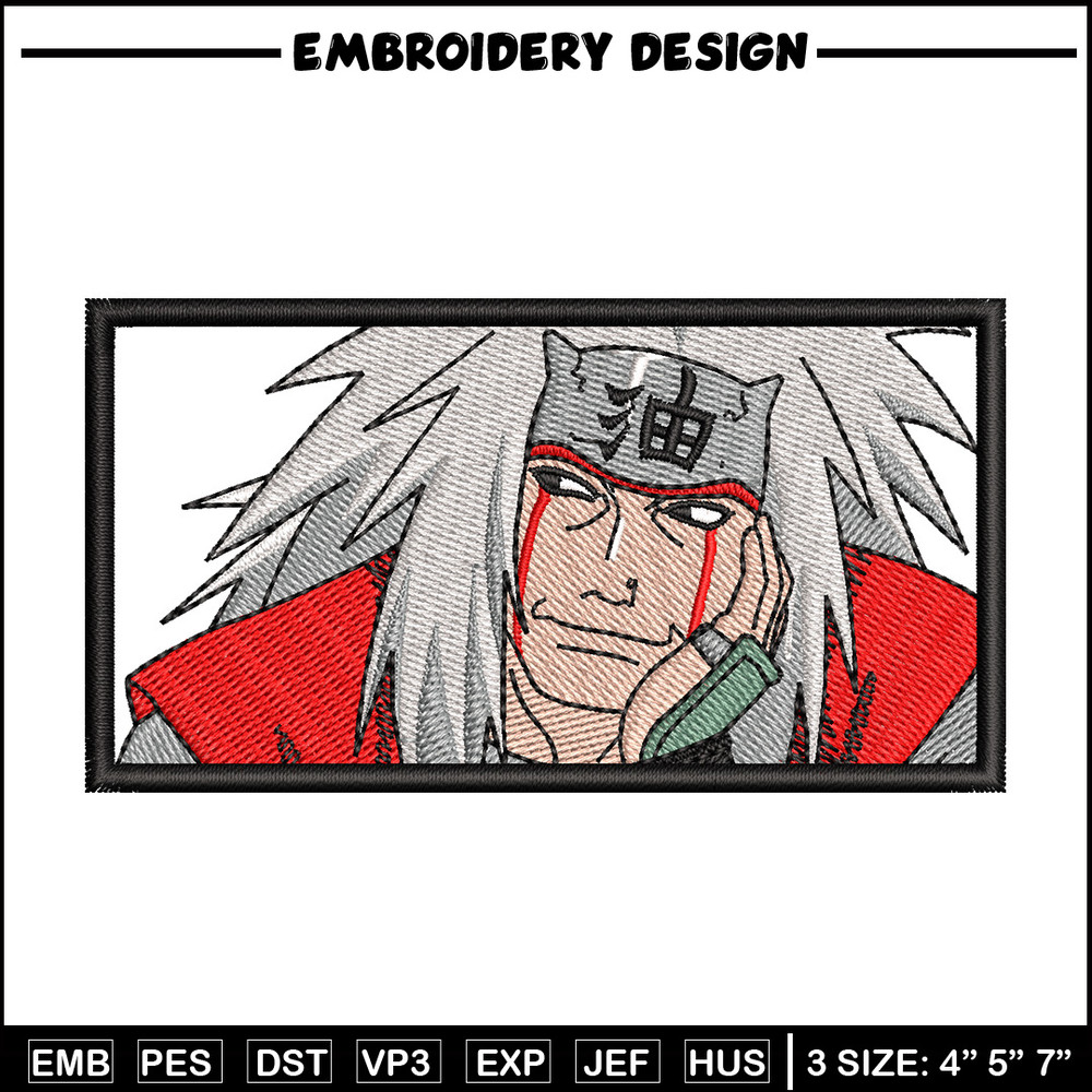 Jiraiya embroidery design, Naruto embroidery, Anime design, Embroidery shirt, Embroidery file, Digital download.jpg