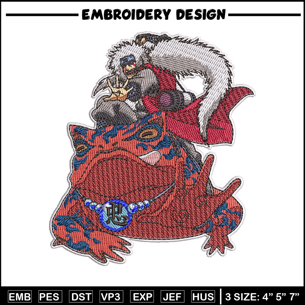Jiraiya frog embroidery design, Naruto embroidery, Anime design, Embroidery shirt, Embroidery file, Digital download.jpg