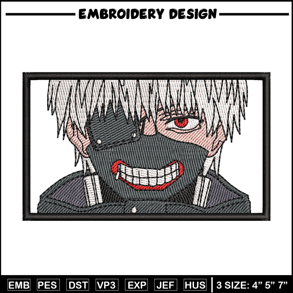 Ken kaneki embroidery design, Kaneki embroidery, Embroidery shirt, Embroidery file, Anime design, Digital download.jpg