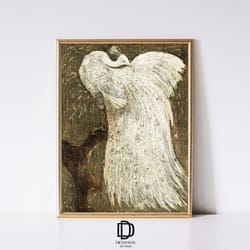 artful peacock art print, vintage white peacock art poster, artful bird wall art, birding art print, vintage printable a