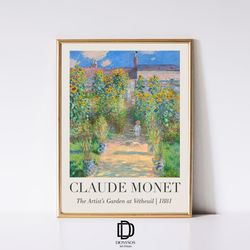 Claude Monet Garden at Vetheuil Print, Botanical Garden Landscape Wall Art, Vintage Monet Painting, Monet Exhibition Pos