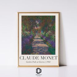 claude monet garden path at giverny print, botanical garden landscape wall art, vintage monet art, monet exhibition post