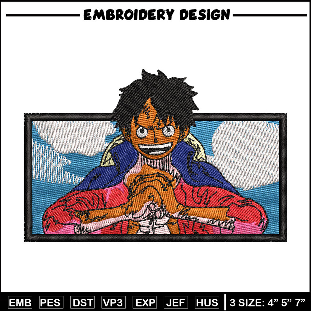Luffy box embroidery design, One piece embroidery, Anime design, Embroidery shirt, Embroidery file, Digital download.jpg