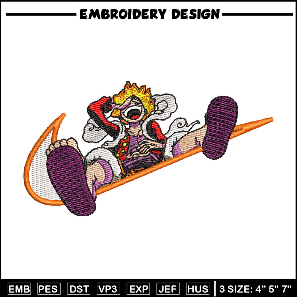 Luffy gear nike embroidery design, One piece embroidery,Nike design, Embroidery shirt, Embroidery file, Digital download.jpg
