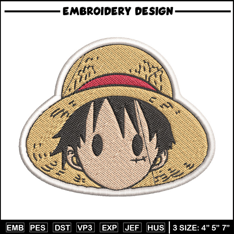 Luffy logo embroidery design, One piece embroidery, Anime design, Embroidery file, Embroidery shirt, Digital download.jpg