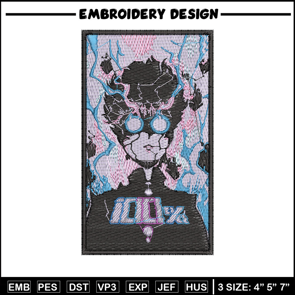Mob poster embroidery design, Mob psycho embroidery, Anime design, Embroidery shirt, Embroidery file, Digital download.jpg