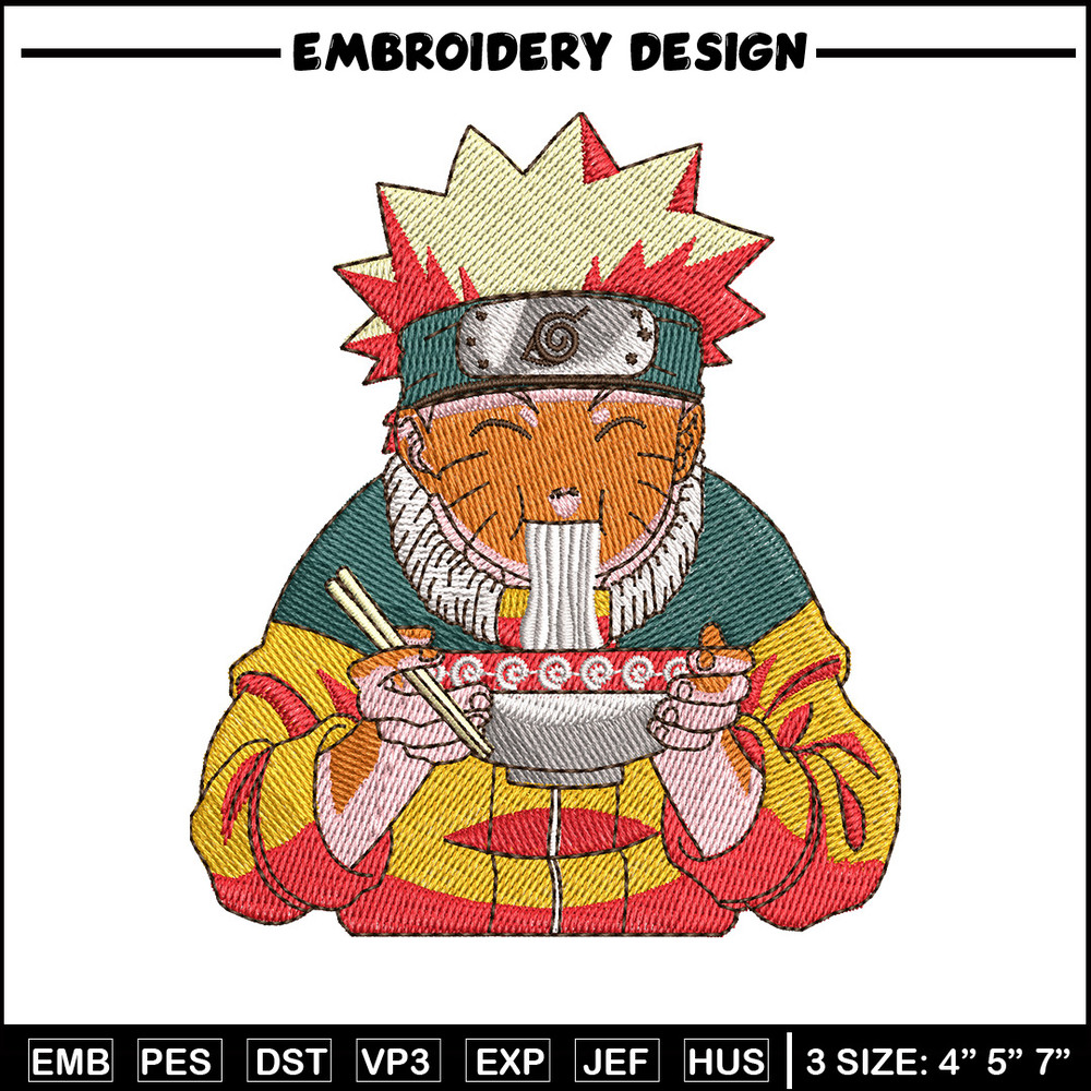 Naruto ramen embroidery design, Naruto embroidery, Anime design, Embroidery shirt, Embroidery file, Digital download.jpg