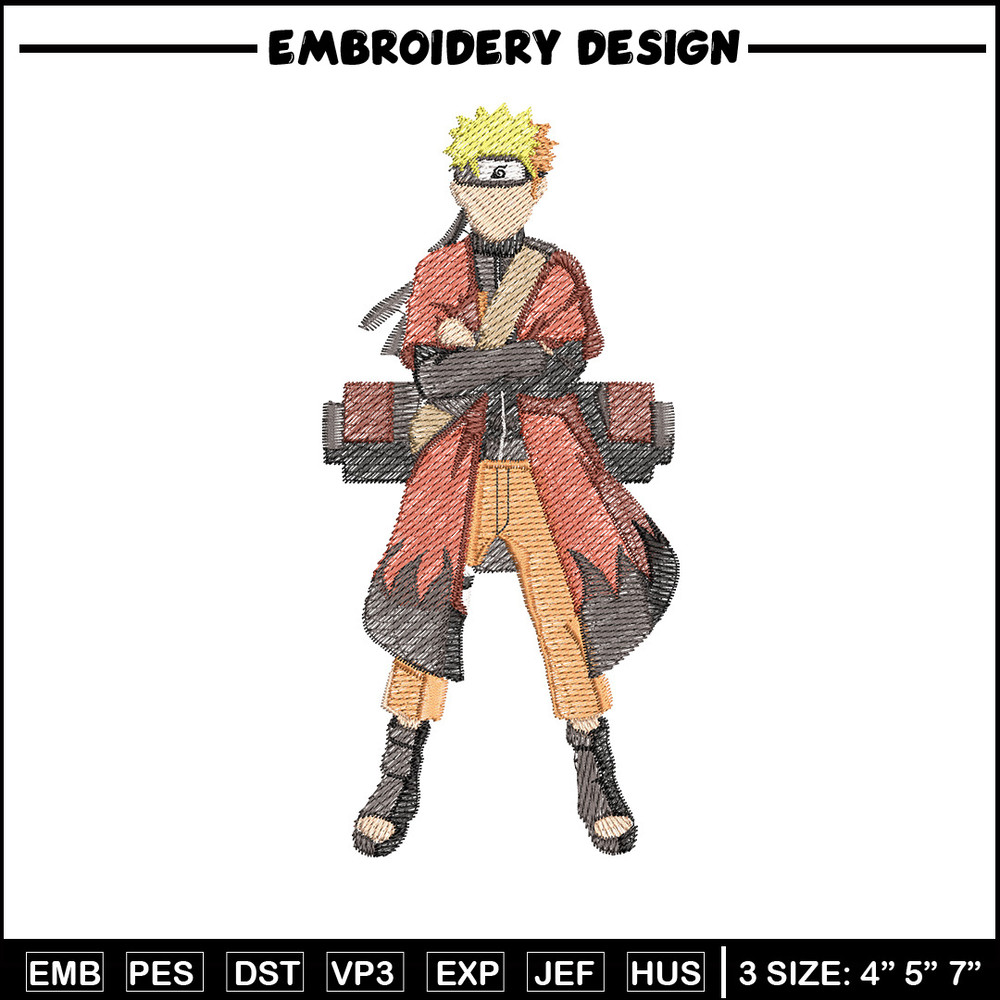 Naruto sage embroidery design, Naruto embroidery, Anime design, Embroidery shirt, Embroidery file, Digital download.jpg