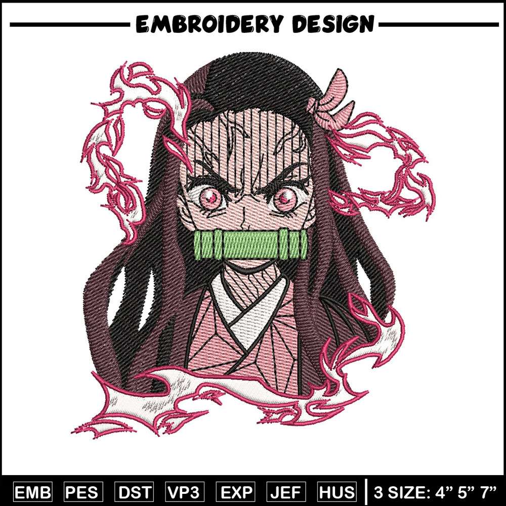 Nezuko angry embroidery design, Neuzko embroidery, Anime design, Embroidery shirt, Embroidery file, Digital download.jpg