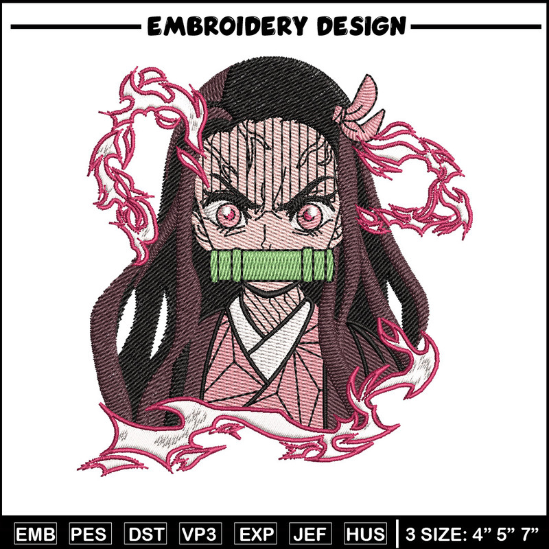 Nezuko angry embroidery design, Neuzko embroidery, Anime design, Embroidery shirt, Embroidery file, Digital download.jpg