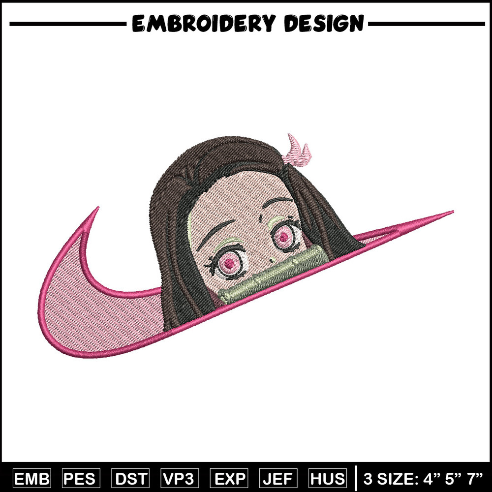 Nezuko cute nike embroidery design, Neuzko embroidery, Nike design, Embroidery shirt, Embroidery file, Digital download.jpg