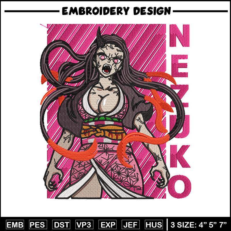 Nezuko demon embroidery design, Nezuko embroidery, Anime design, Embroidery shirt, Embroidery file, Digital download.jpg