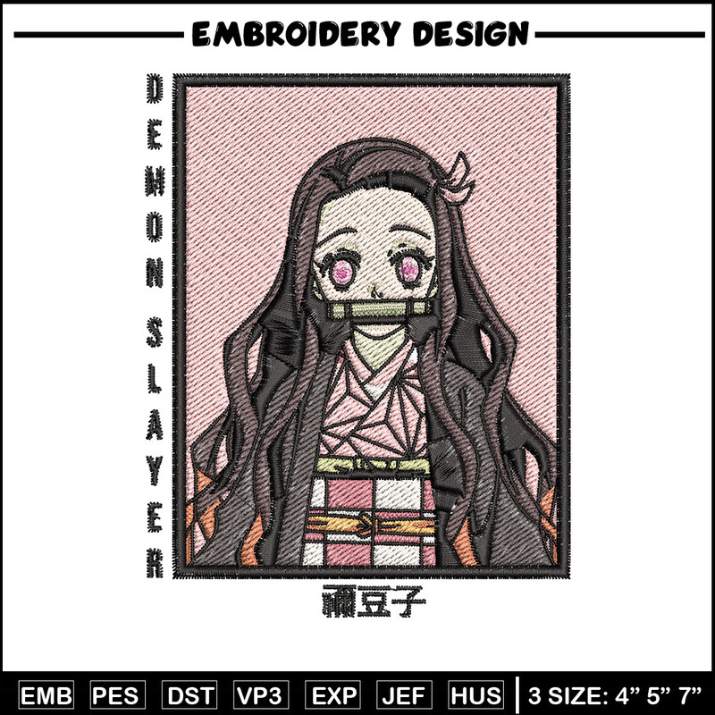 Nezuko embroidery design, Nezuko embroidery, Embroidery shirt, Embroidery file, Anime design, Digital download.jpg