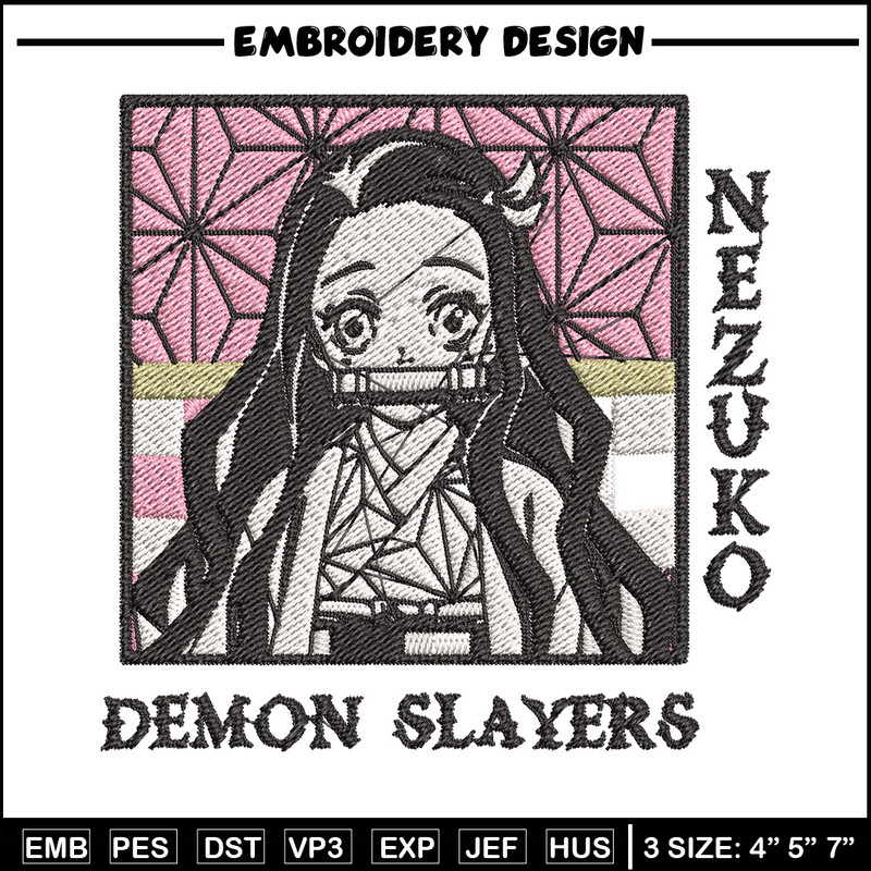Nezuko frame embroidery design, Nezuko embroidery, Embroidery shirt, Embroidery file, Anime design, Digital download.jpg