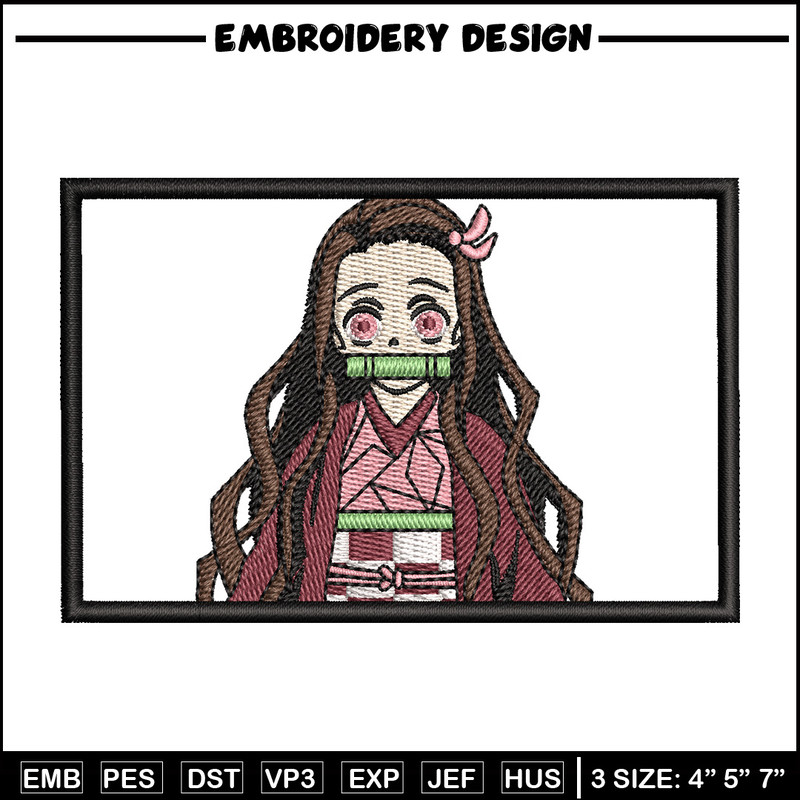 Nezuko rectangle embroidery design, Neuzko embroidery, Anime design, Embroidery shirt, Embroidery file, Digital download.jpg