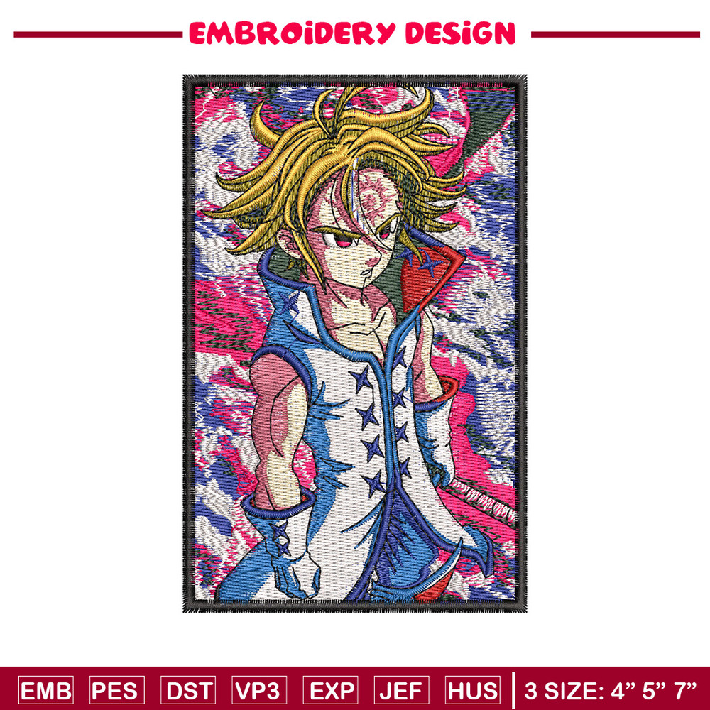 Meliodas poster embroidery design, Meliodas embroidery,Embroidery shirt, Embroidery file, Anime design, Digital download.jpg