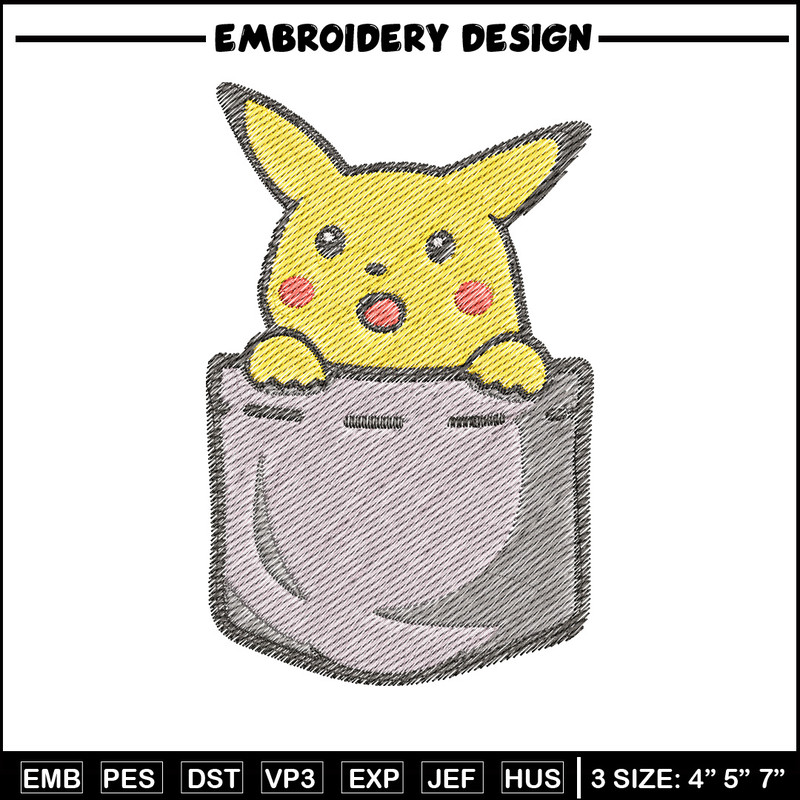 Pikachu bag embroidery design, Pokemon embroidery, Anime design, Embroidery file, Digital download, Embroidery shirt.jpg