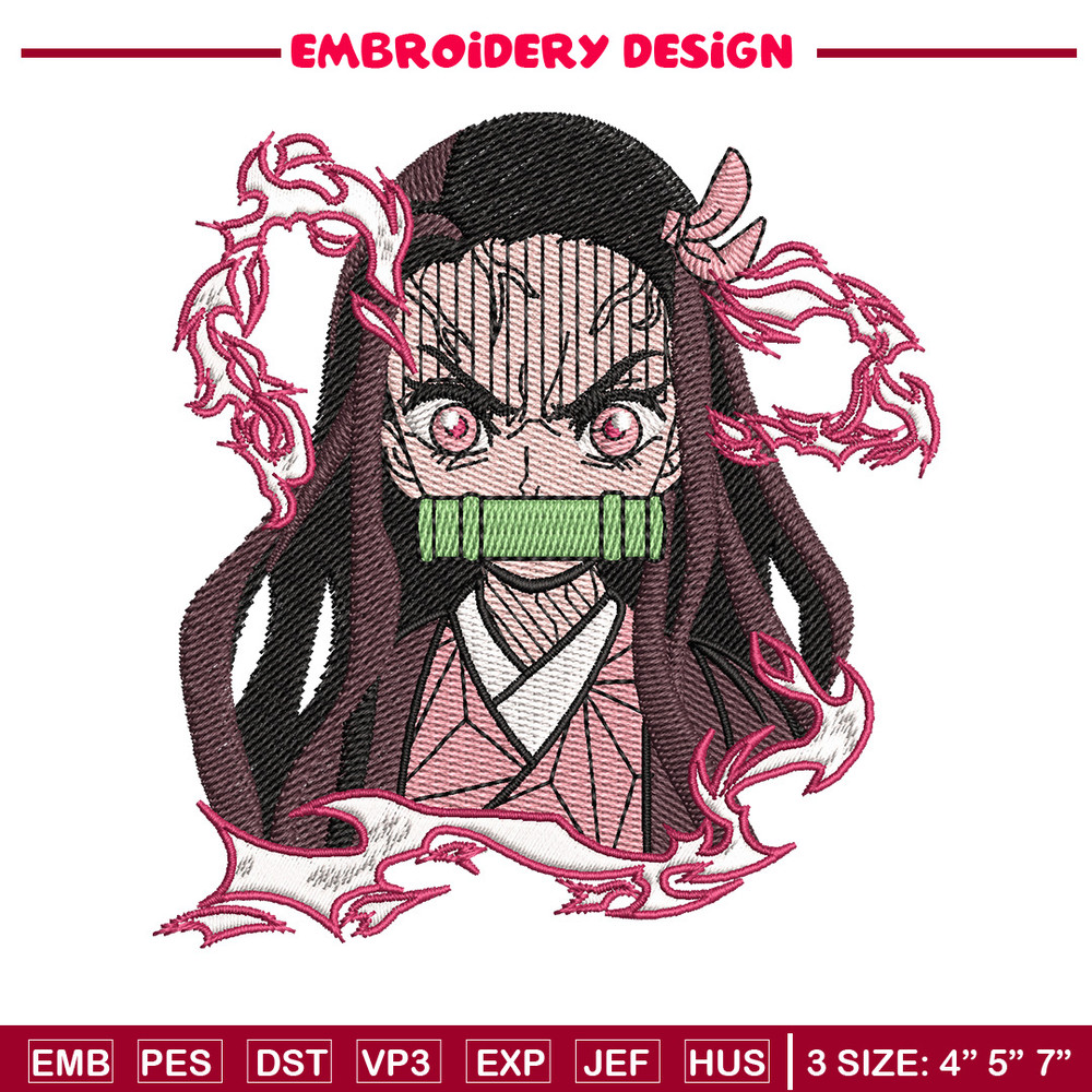 Nezuko angry embroidery design, Neuzko embroidery, Anime design, Embroidery shirt, Embroidery file, Digital download.jpg